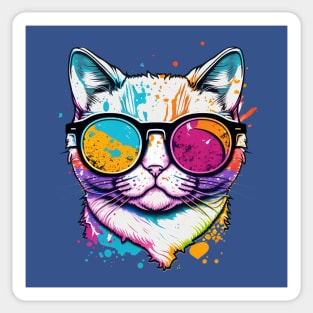 Colorful Cool Cat Sticker